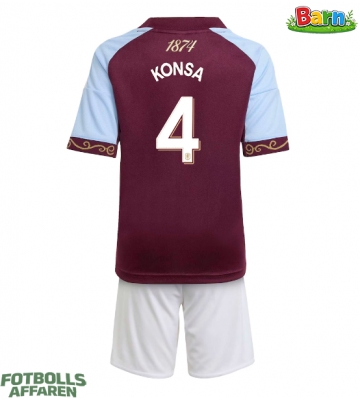 Aston Villa Ezri Konsa #4 Hemmaställ Barn 2025-26 Kortärmad (+ Korta byxor)